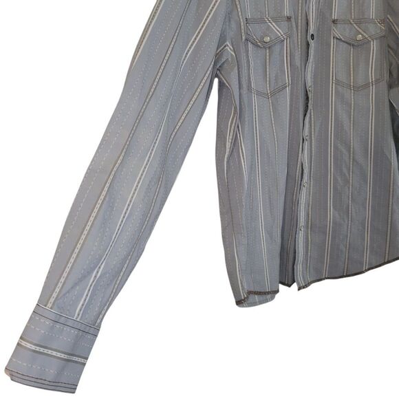 Age Of Wisdom Mens Gray Striped Shirt - Picture 3 of 6
